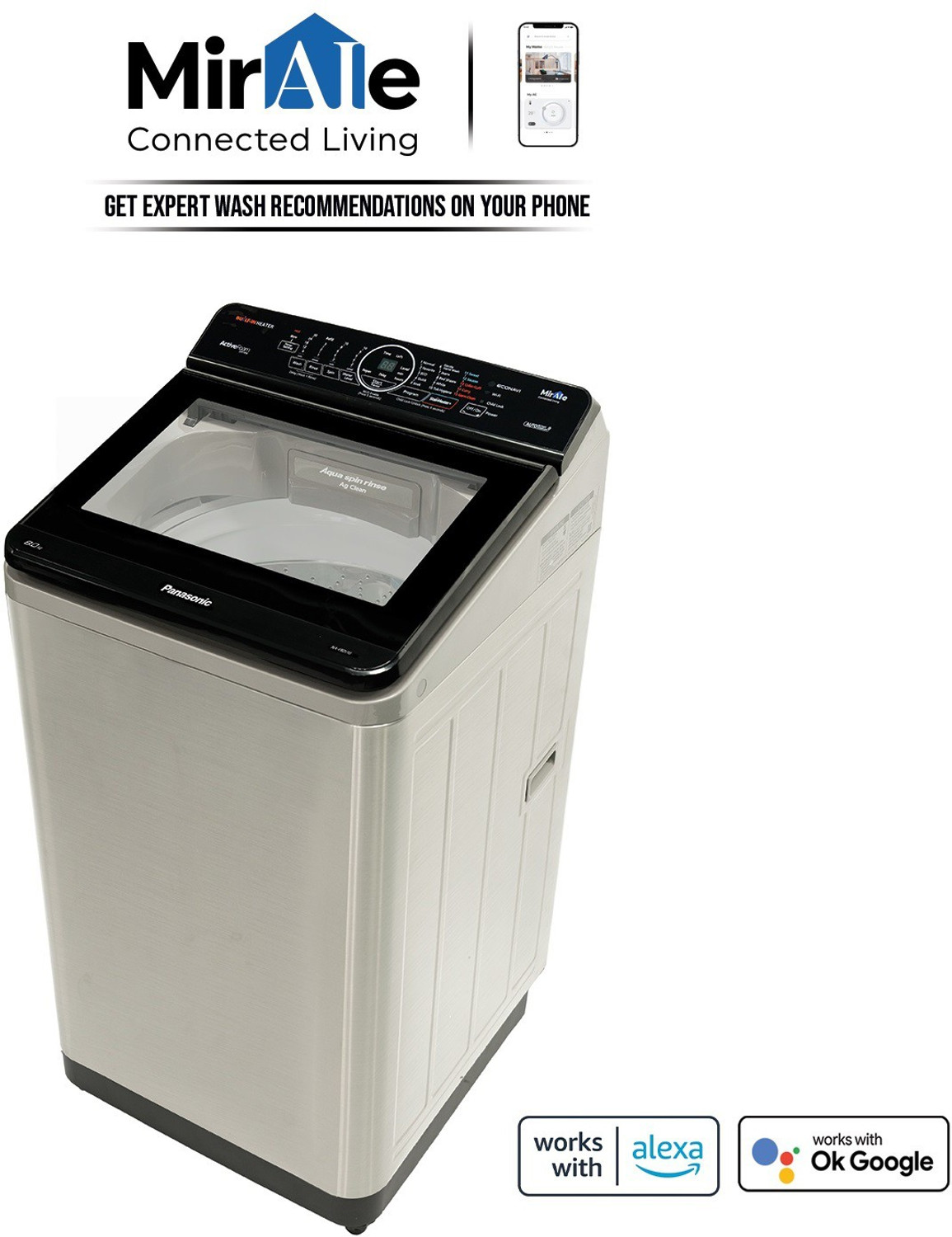 Image of Panasonic 8 kg Wi-Fi EnabledSmart Washing Machine Fully Automatic Top Load with In-built Heater Grey