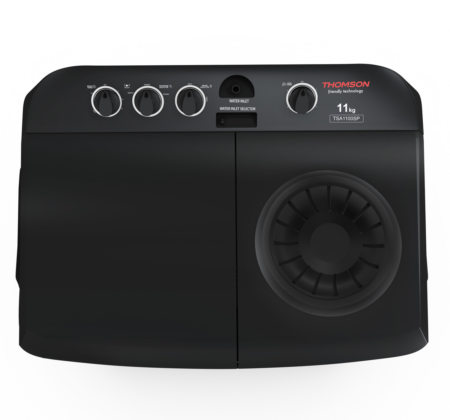 Image of Thomson 11 kg 5 Star Aqua Magic with Double Waterfall, Detergent Box, 3D Rollers Technology, Magic Filter, Collar Scrubber, Turbo Dry Technology, Semi Automatic Top Load Black, Semi Automatic Top Load Washing Machine Black, Grey