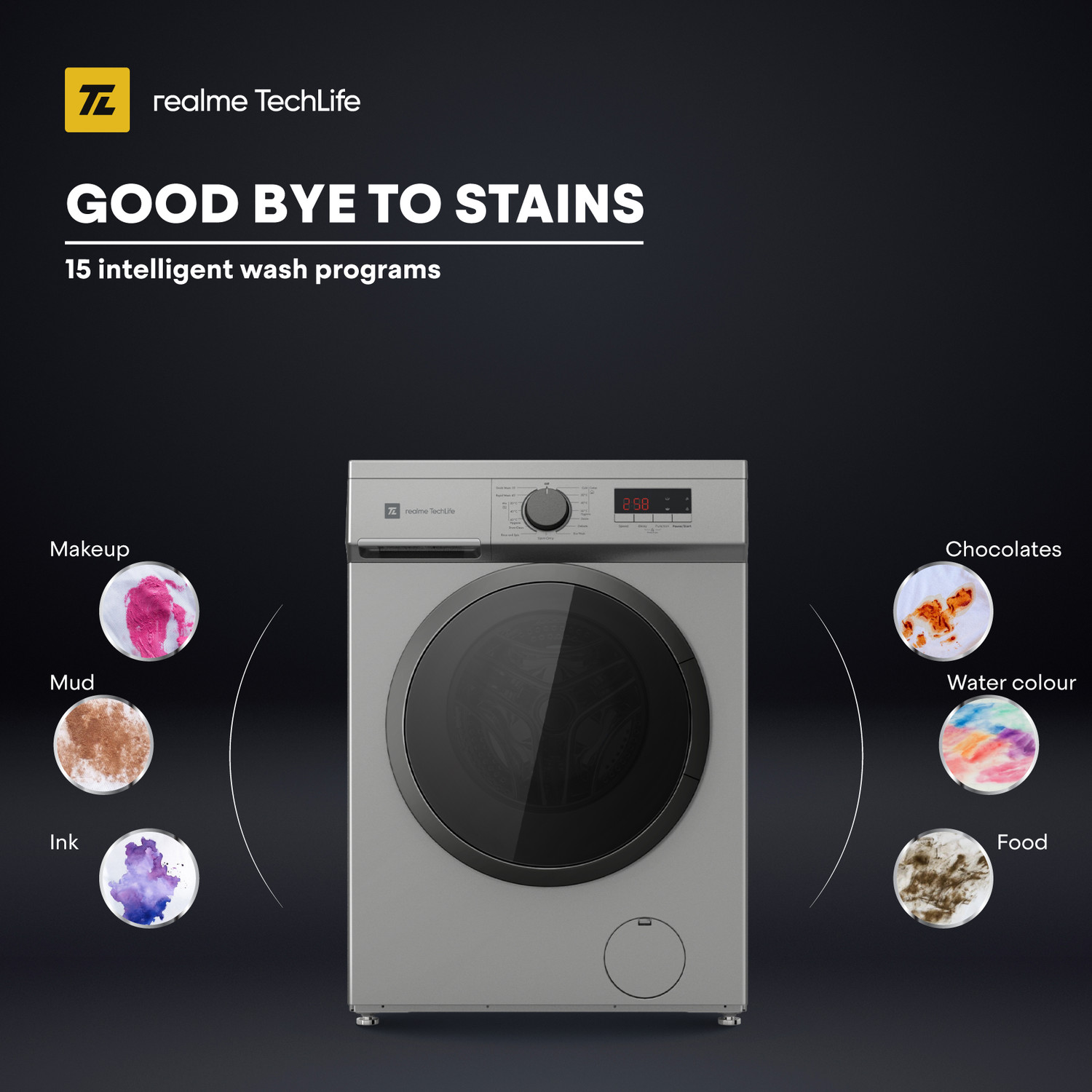 Image of realme TechLife 7 kg 5 Star Power Clean Fully Automatic Front Load Washing Machine with In-built Heater Silver