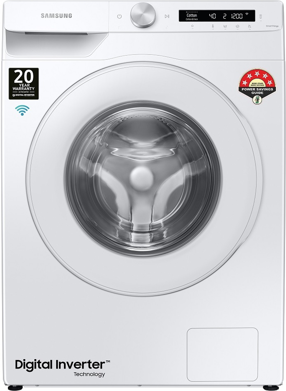 Image of Samsung 7 kg 5 Star, AI, Wi-Fi, Digital Inverter, Digital Inverter Fully Automatic Front Load Washing Machine with In-built Heater White