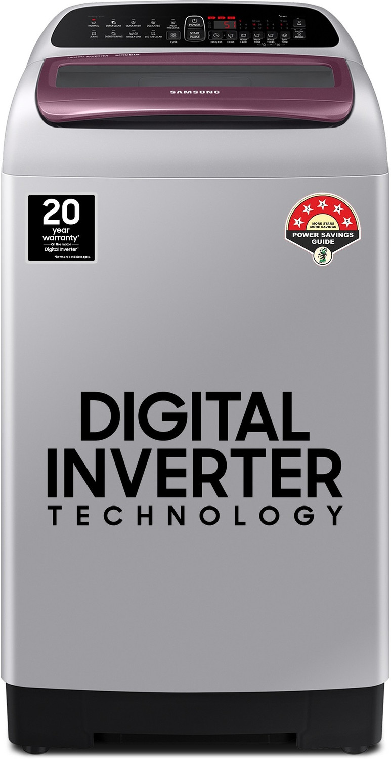 Image of Samsung 6.5 kg Inverter 5 star Wobble Technology Fully Automatic Top Load Washing Machine Silver