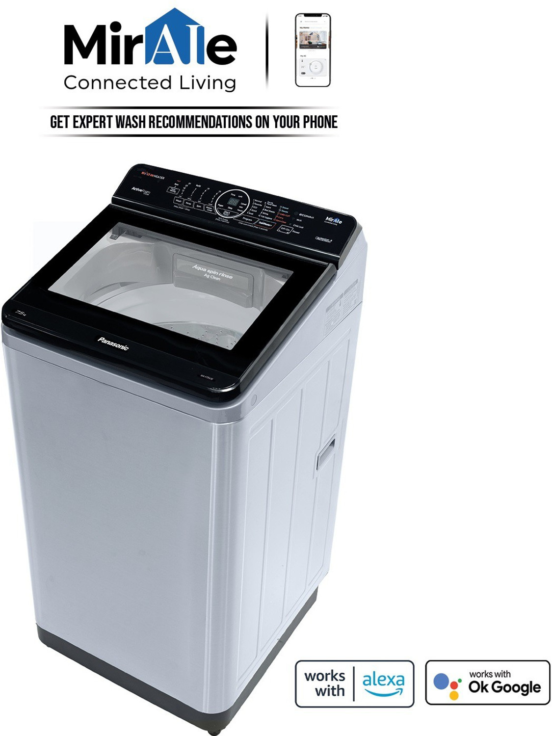 Image of Panasonic 7.5 kg Wi-Fi EnabledSmart Washing Machine Fully Automatic Top Load with In-built Heater Silver