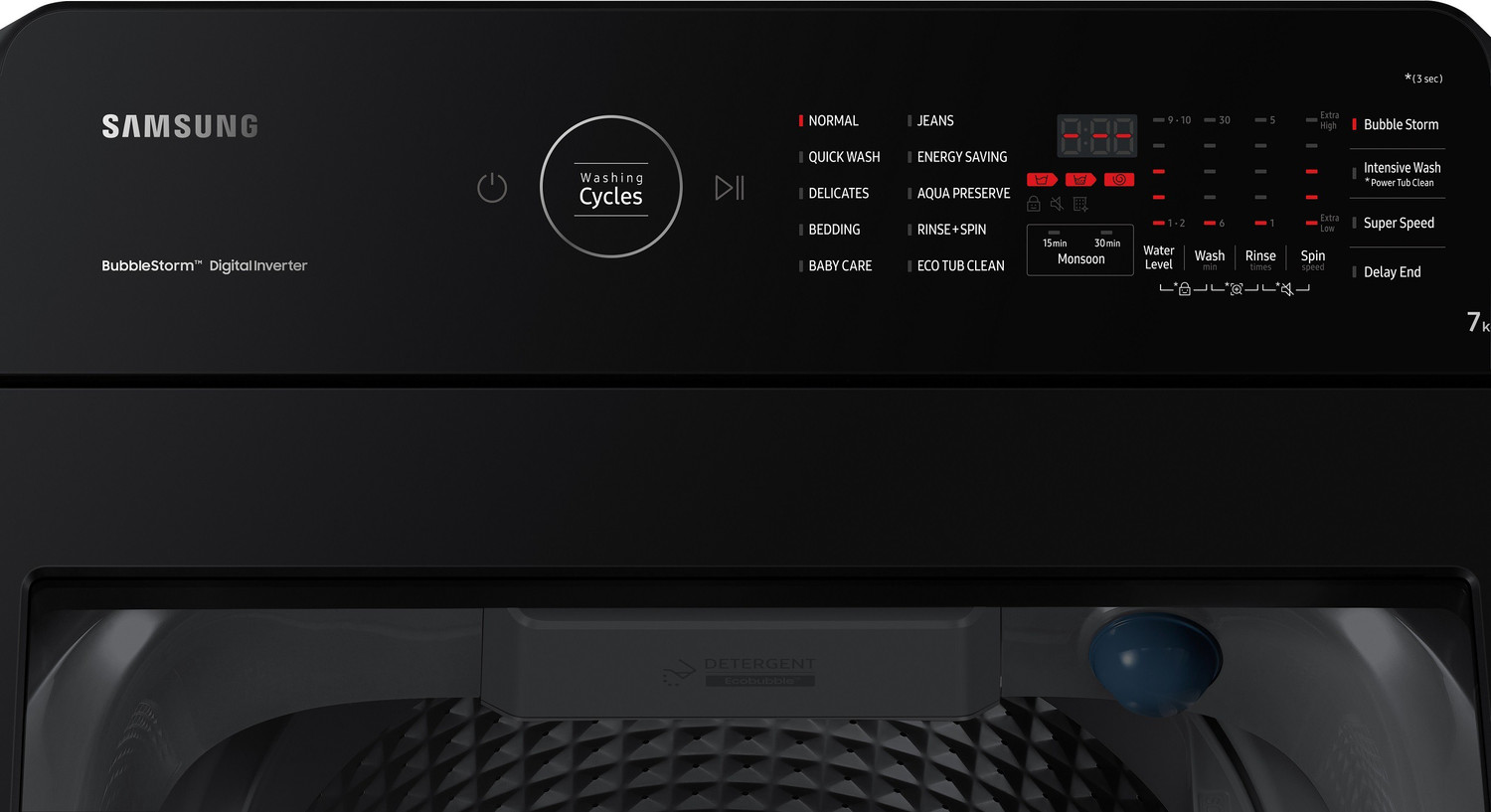 Image of Samsung 7 kg 5 star, Ecobubble, Super Speed, Digital Inverter, Fully Automatic Top Load Washing Machine Grey