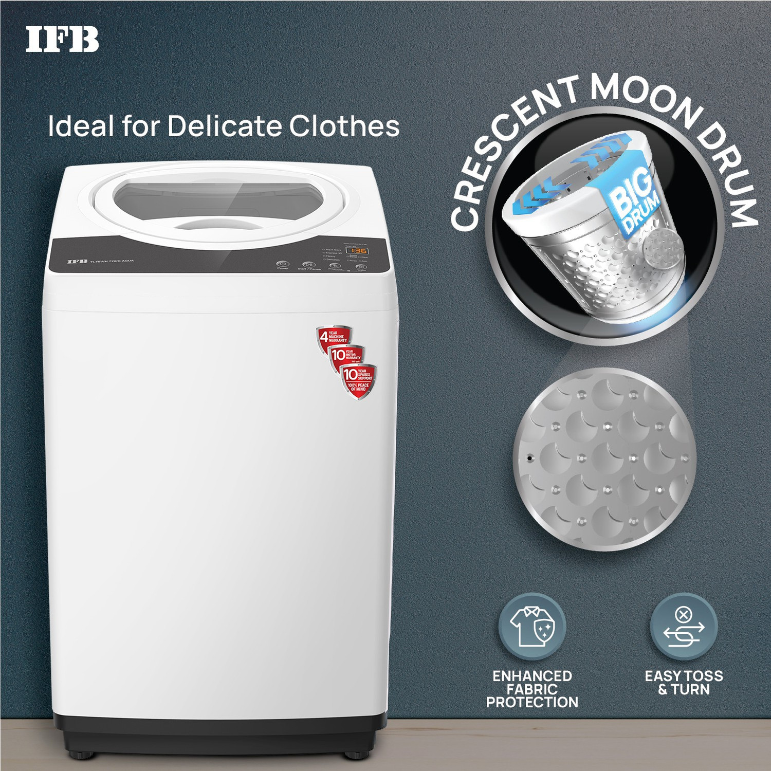 Image of IFB 7 kg 5 Star Aqua Conserve Hard Water Wash, Smart Sense Fully Automatic Top Load Washing Machine Grey, White