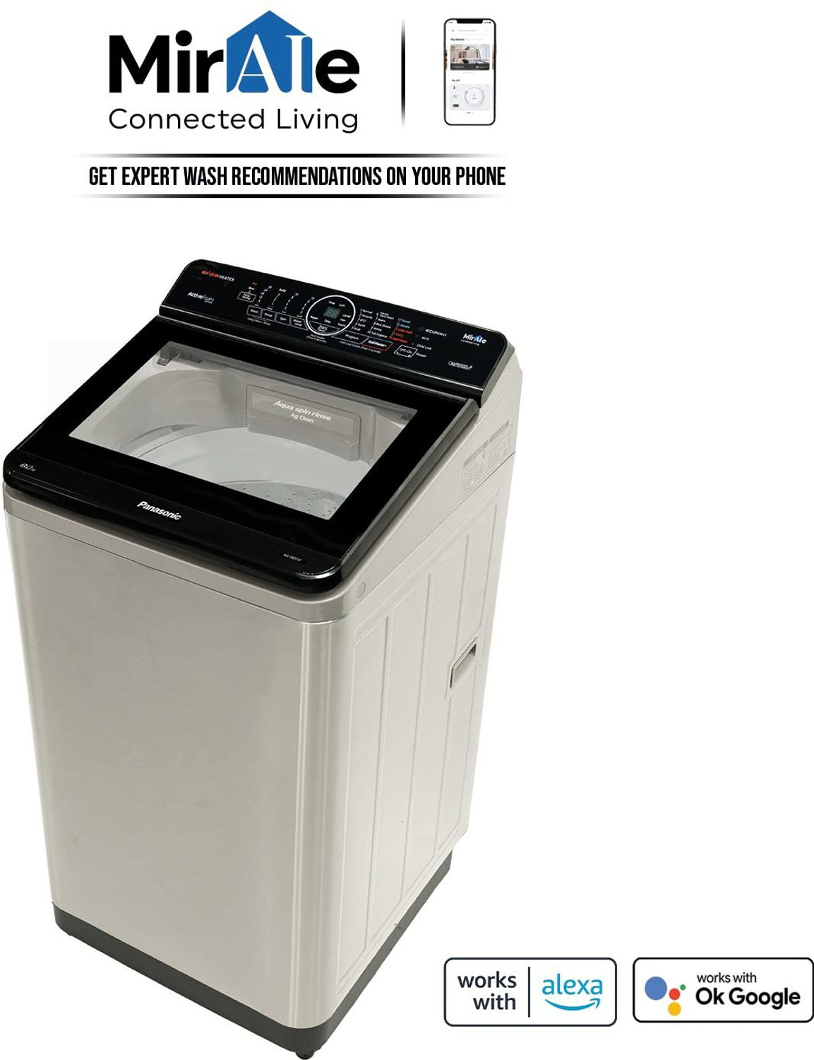 Image of Panasonic 8 kg with Wi-Fi Enabled Fully Automatic Top Load Washing Machine with In-built Heater Grey