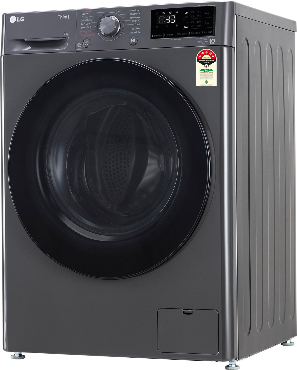 Image of LG 8 kg Wi-Fi Enabled Fully Automatic Front Load Washing Machine with In-built Heater Black, Grey (FHP1208Z5M)