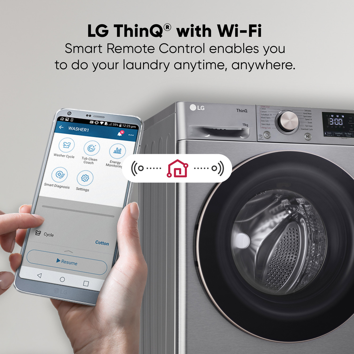 Image of LG 11 kg 5 Star, AI Direct Drive Technology, 6 Motion DD, Steam, Wi-Fi Enabled, Wrinkle Care Fully Automatic Front Load Washing Machine Silver (FHP1411Z9P)
