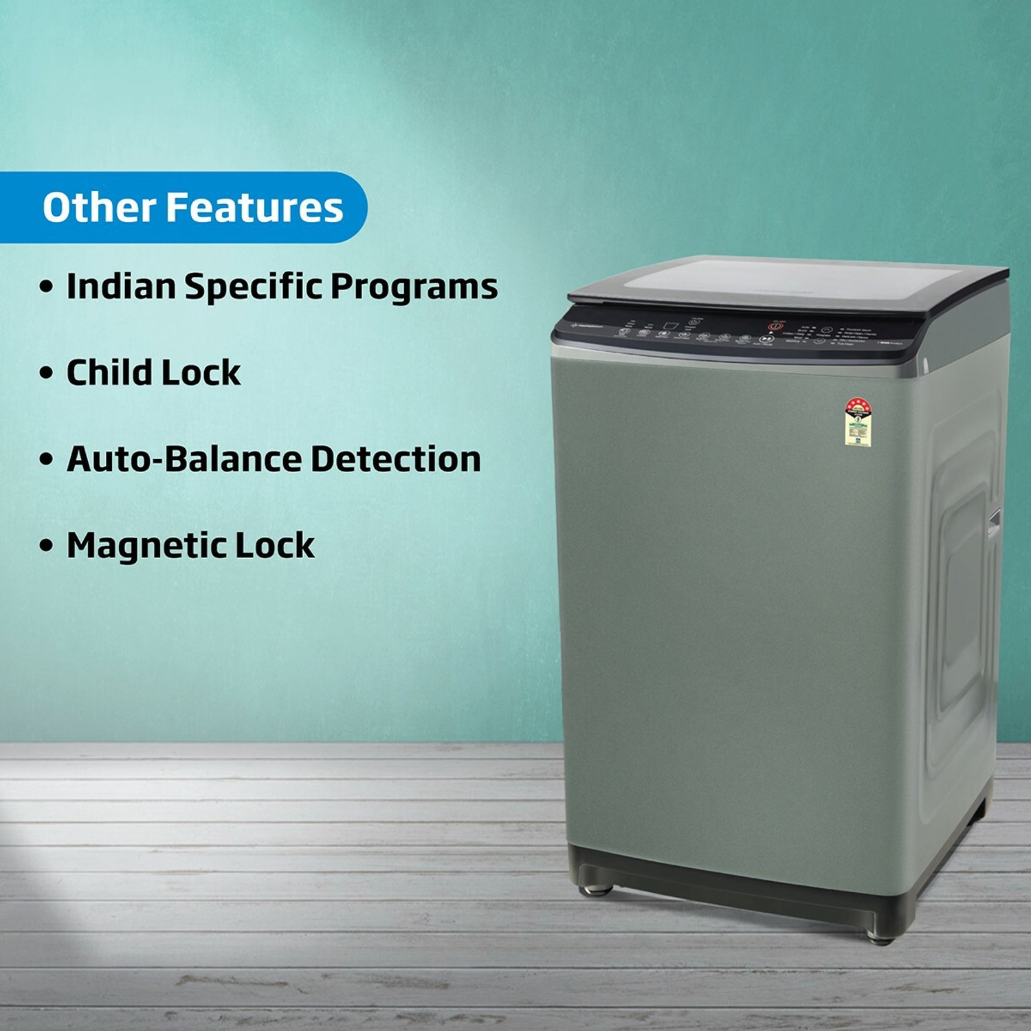 Image of Voltas Beko by A Tata Product 8 kg Eco Wash and Fountain Wash Fully Automatic Top Load Washing Machine Black, Grey