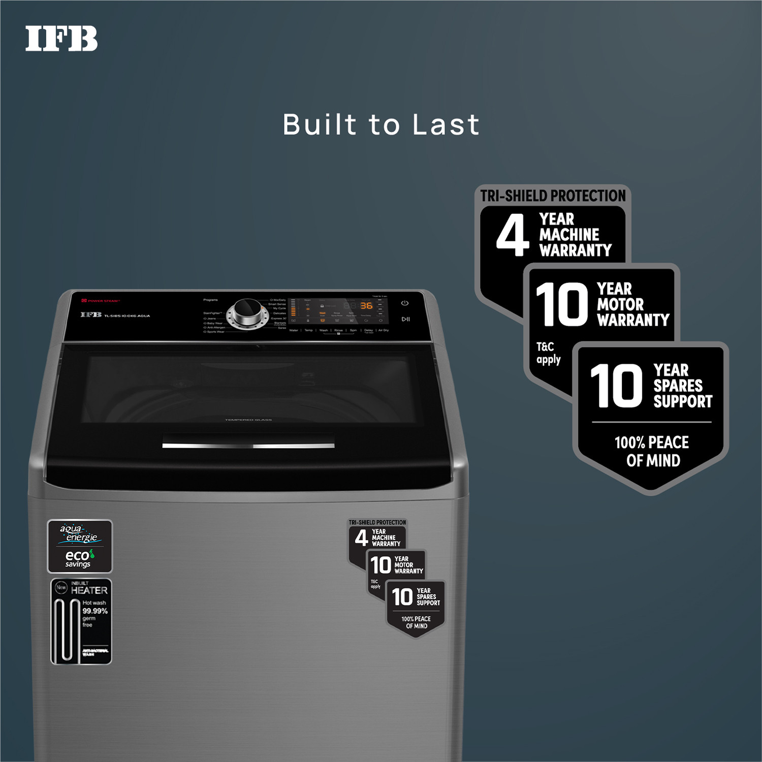 IFB 10 kg Power Dual Steam, Inbuilt Heater 4 years Comprehensive