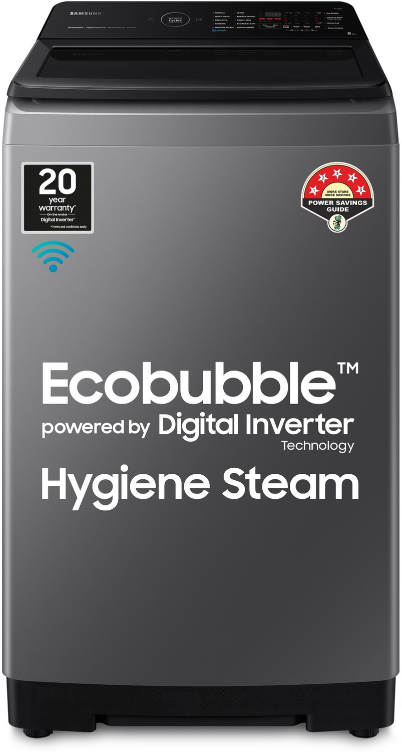 Image of Samsung 8 kg with Wi-Fi Enabled Fully Automatic Top Load Washing Machine Grey