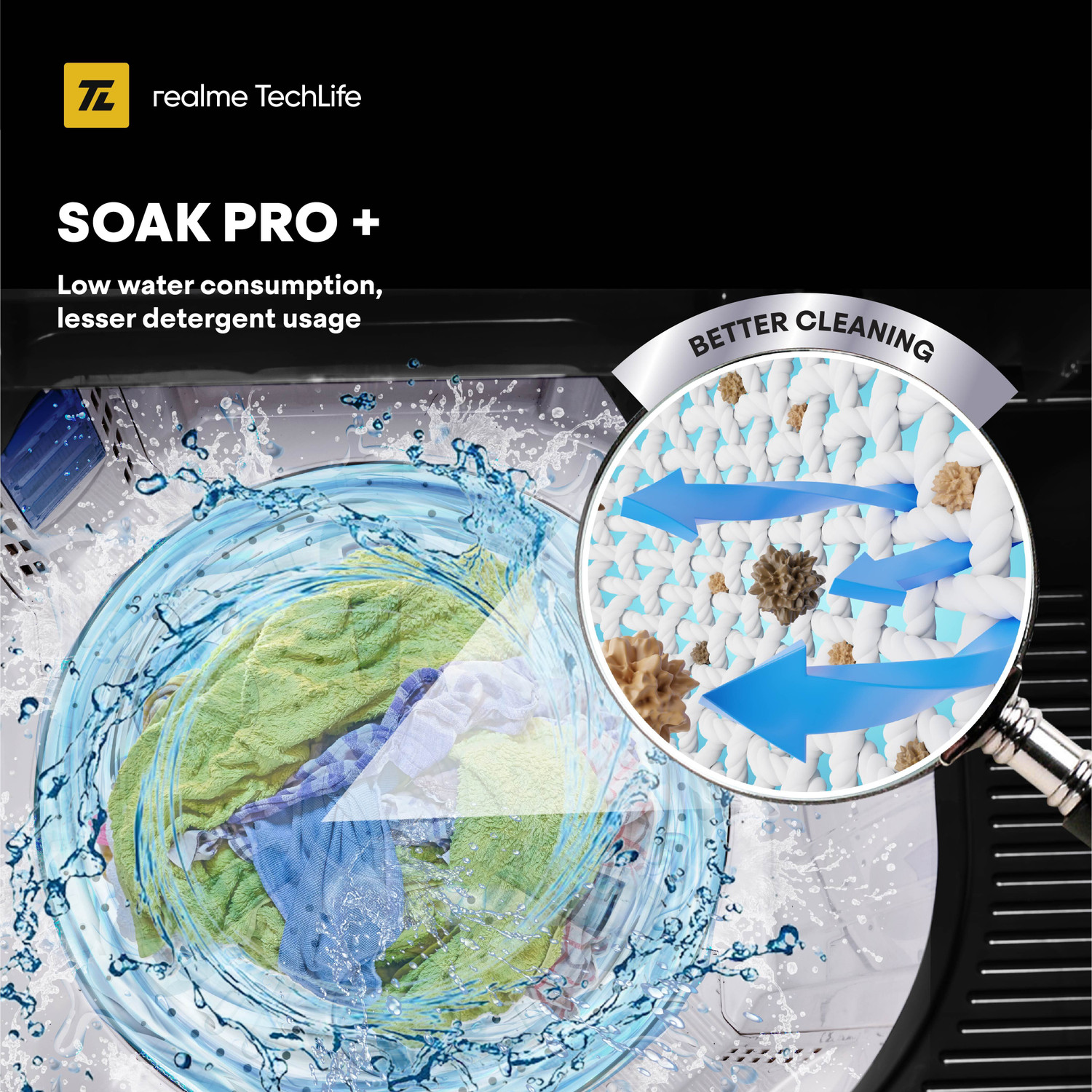 Image of realme TechLife 10 kg 5 Star rating Semi Automatic Top Load Washing Machine Black, Grey