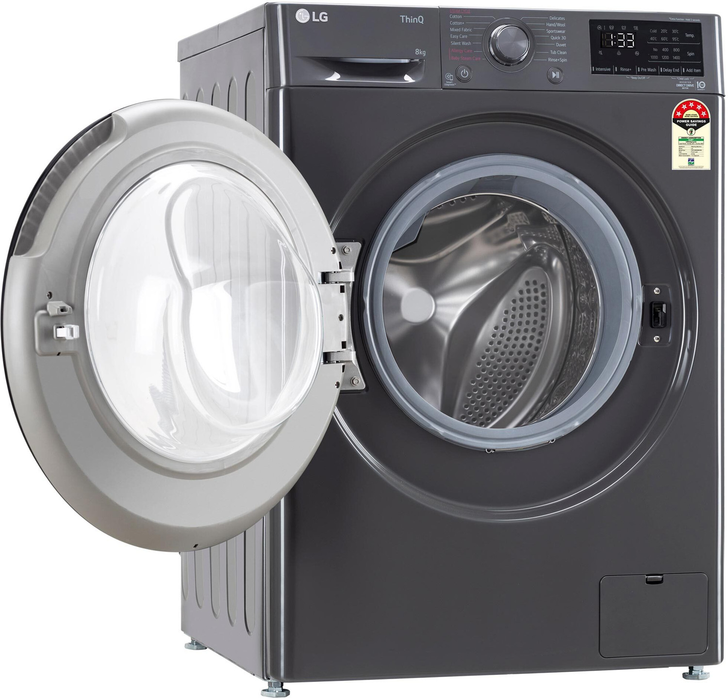 Image of LG 8 kg 5 Star, AI Direct Drive Technology, Steam, 6 Motion DD Fully Automatic Front Load Washing Machine Black (FHP1208Z3M)
