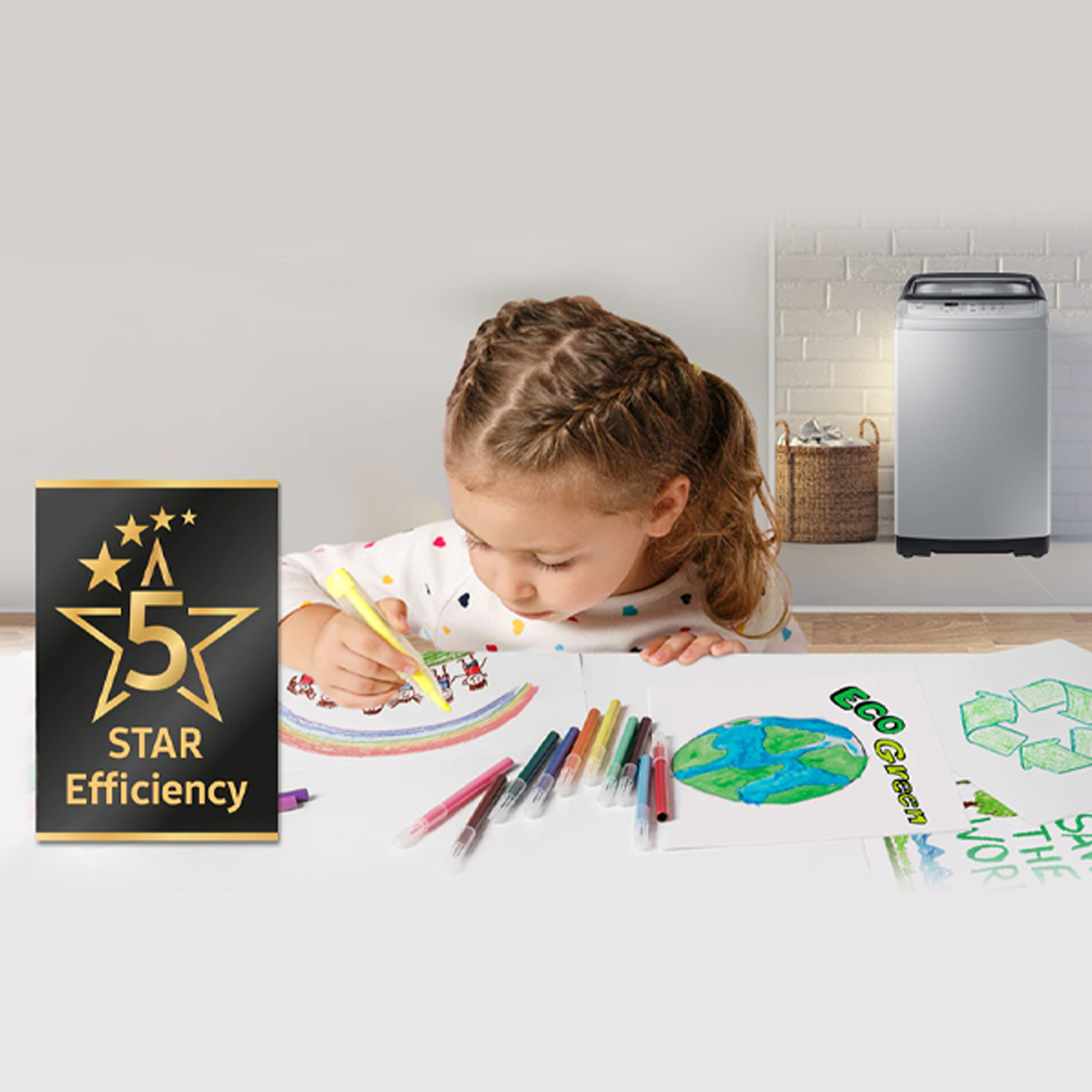 Image of Samsung 6.5 kg Inverter 5 star Wobble Technology Fully Automatic Top Load Washing Machine Silver