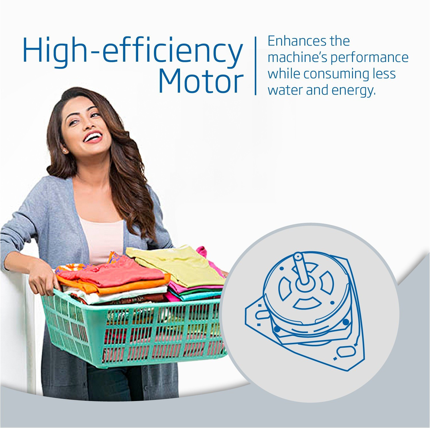 Image of Voltas Beko by A Tata Product 8 kg with Fast Dry, Double Waterfall, 5 Wing Pulsator Semi Automatic Top Load Washing Machine Blue, White