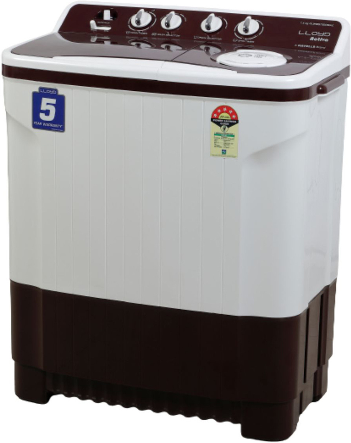 Image of Lloyd by Havells 7.5 kg |1300 RPM|Soak Function|3 Wash Programs|Swift Dry|Magic Filter, Semi Automatic Top Load Washing Machine Maroon, White