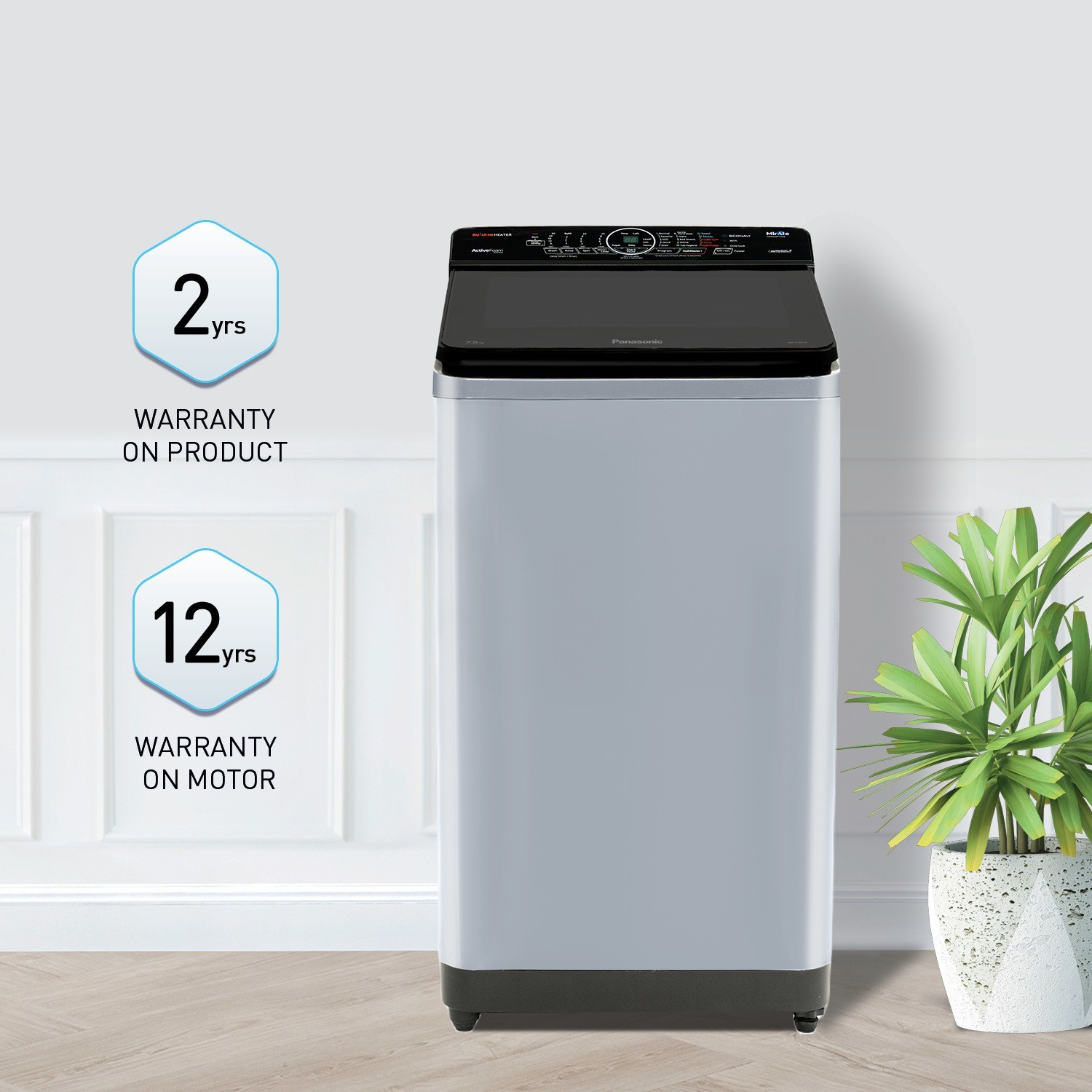 Image of Panasonic 7.5 kg Wi-Fi EnabledSmart Washing Machine Fully Automatic Top Load with In-built Heater Silver