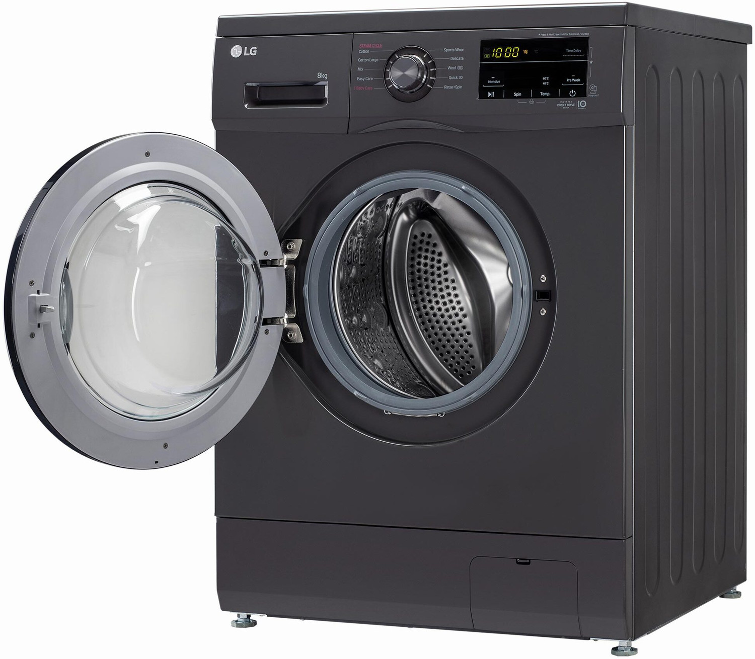 Image of LG 8 kg 5 Star with Steam, Inverter Direct Drive, 6 Motion Direct Drive, Touch Panel and 1400 RPM Fully Automatic Front Load Washing Machine with In-built Heater Black, Grey (FHM1408BDM)