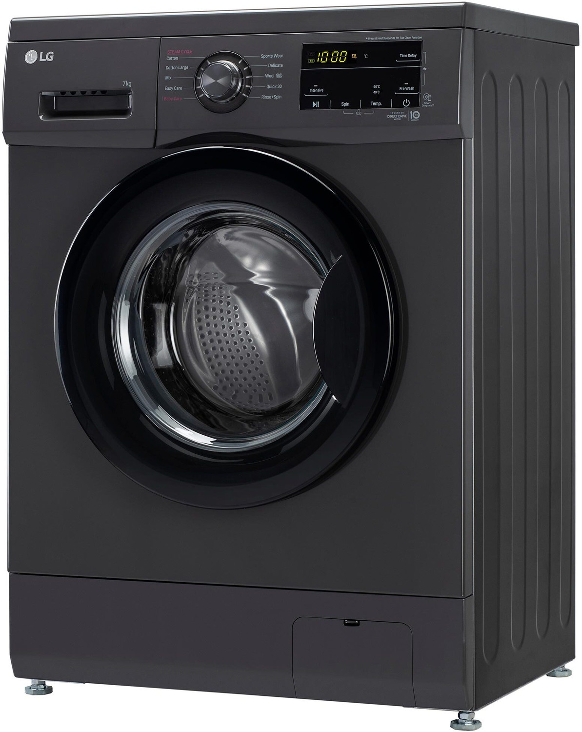 Image of LG 7 kg 5 Star with Steam, Inverter Direct Drive Technology, 6 Motion DD, Touch Panel and 1200 RPM Fully Automatic Front Load Washing Machine with In-built Heater Black, Grey (FHM1207SDM)