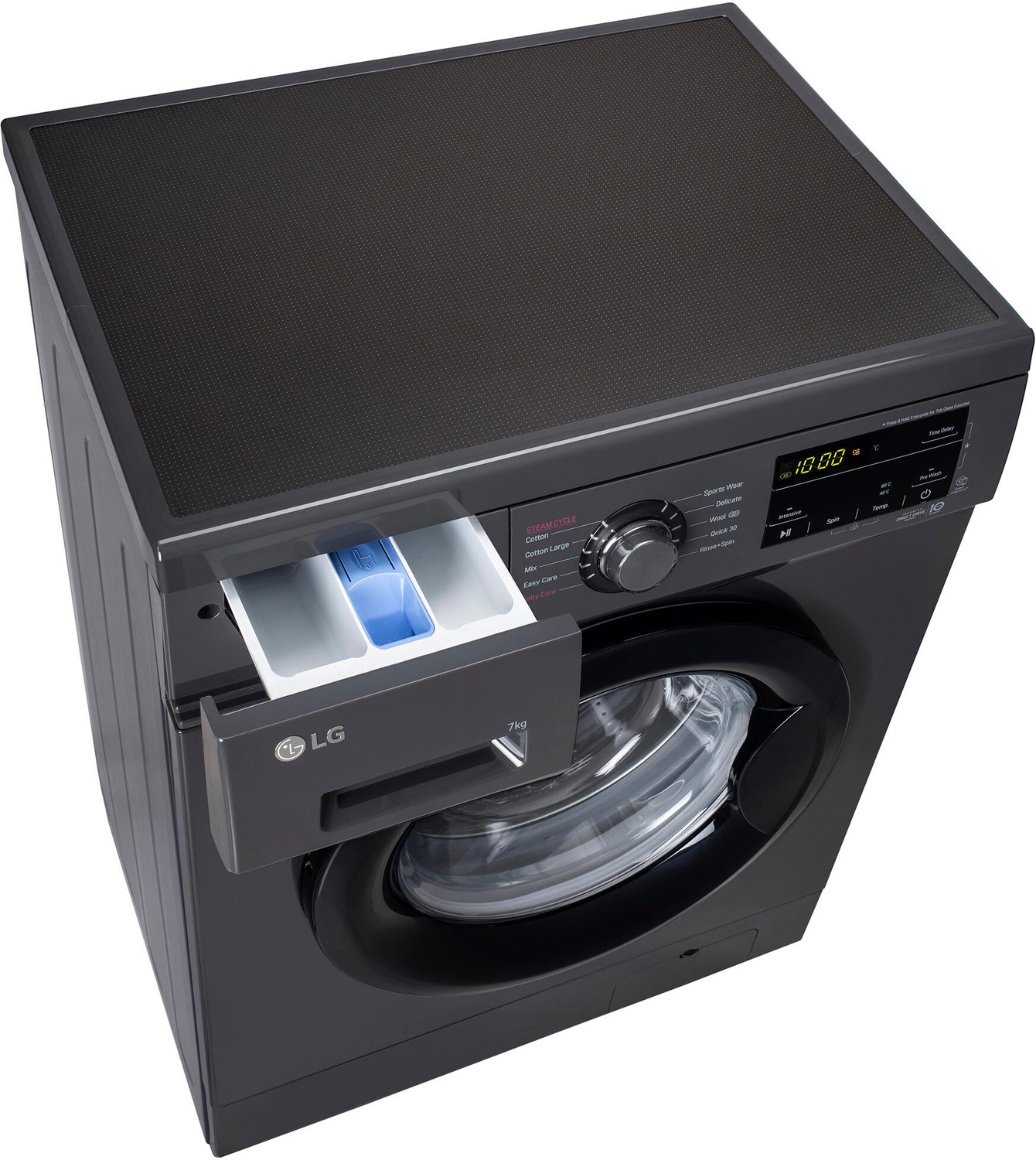 Image of LG 7 kg 5 Star with Steam, Inverter Direct Drive Technology, 6 Motion DD, Touch Panel and 1200 RPM Fully Automatic Front Load Washing Machine with In-built Heater Black, Grey (FHM1207SDM)