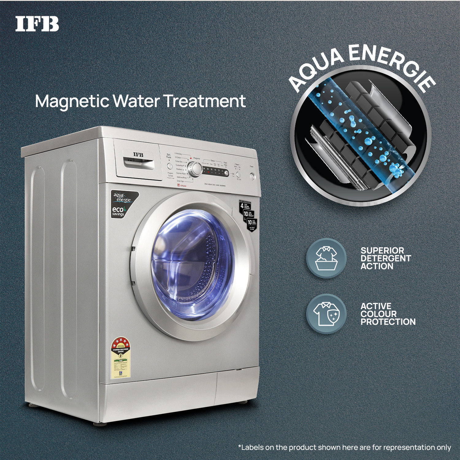 Image of IFB 6 kg Steam Wash, Hard Water Wash, Active Color Protection Fully Automatic Front Load Washing Machine Silver