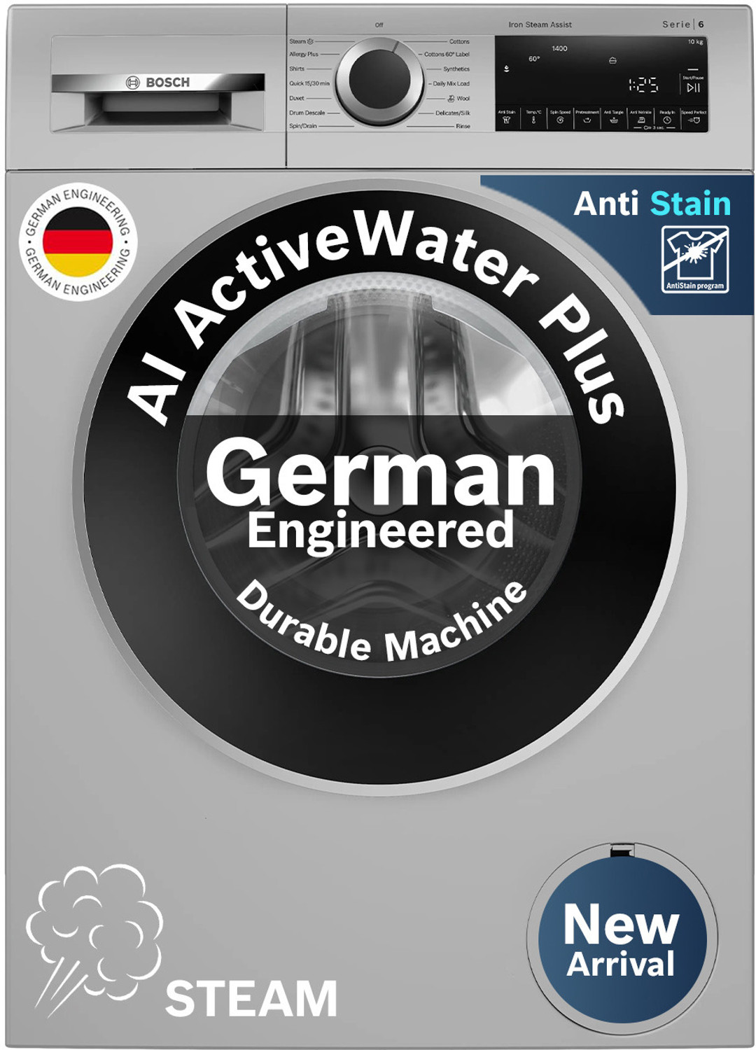 10 kg Fully Automatic Front Load with In-built Heater Silver (WGA254ZS