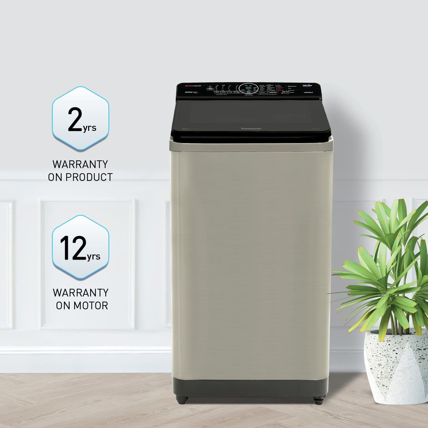 Image of Panasonic 8 kg with Wi-Fi Enabled Fully Automatic Top Load Washing Machine with In-built Heater Grey