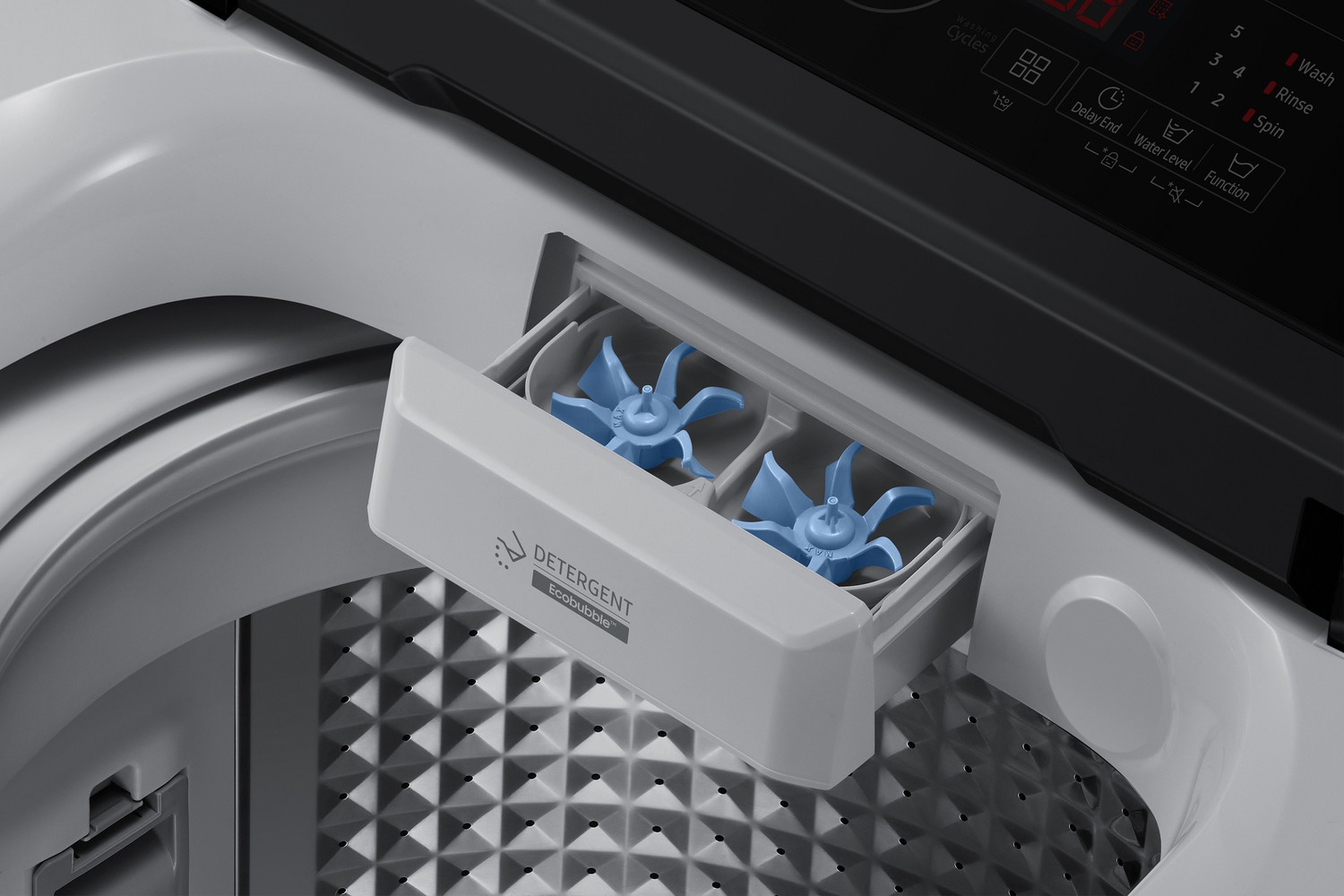 Image of Samsung 7 kg 5 Star, Ecobubble, Soft Closing Door, Digital Inverter Fully Automatic Top Load Washing Machine Grey