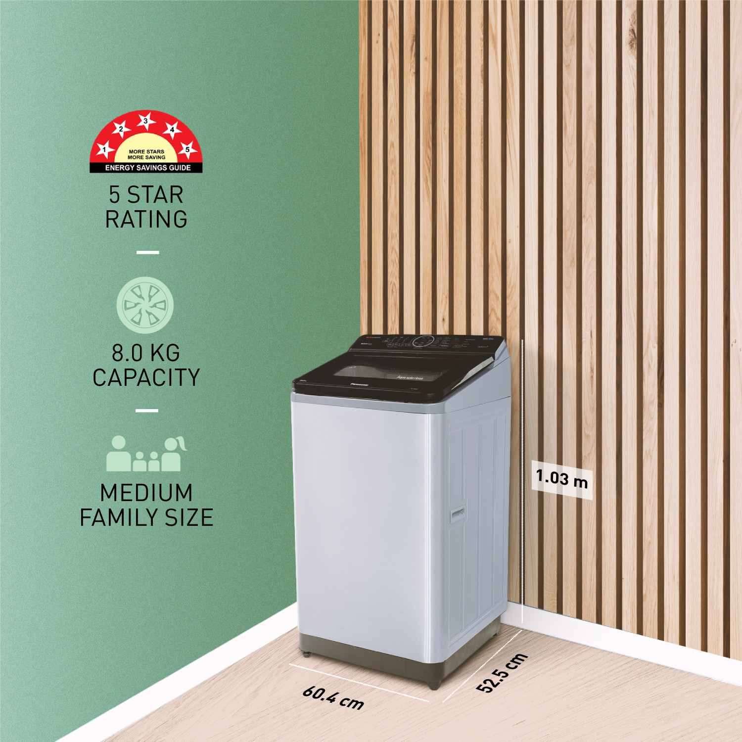 Image of Panasonic 8 kg Wi-Fi EnabledSmart Washing Machine Fully Automatic Top Load with In-built Heater Silver