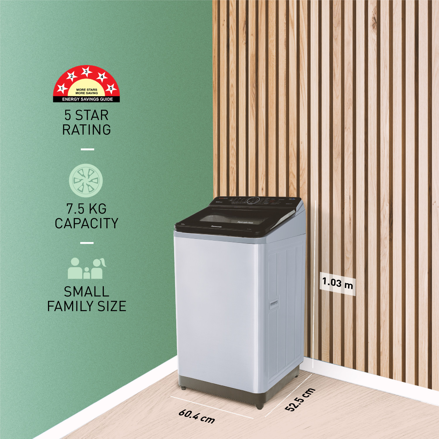 Image of Panasonic 7.5 kg Wi-Fi EnabledSmart Washing Machine Fully Automatic Top Load with In-built Heater Silver