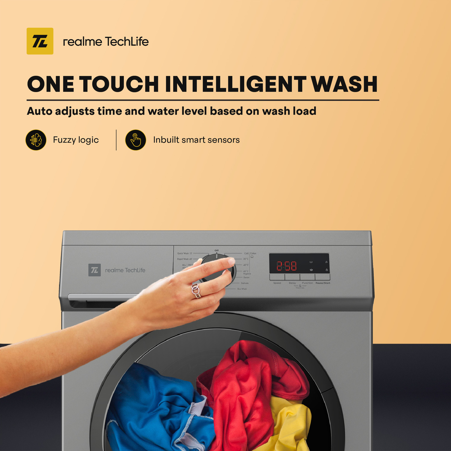 Image of realme TechLife 7 kg 5 Star Power Clean Fully Automatic Front Load Washing Machine with In-built Heater Silver