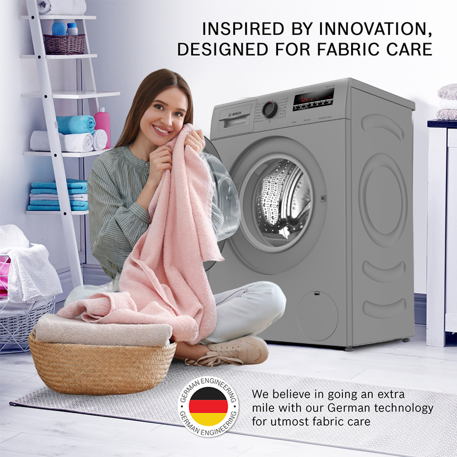 Image of BOSCH 6.5 kg Drive Motor, Anti Tangle, Anti Vibration Fully Automatic Front Load Washing Machine with In-built Heater Grey