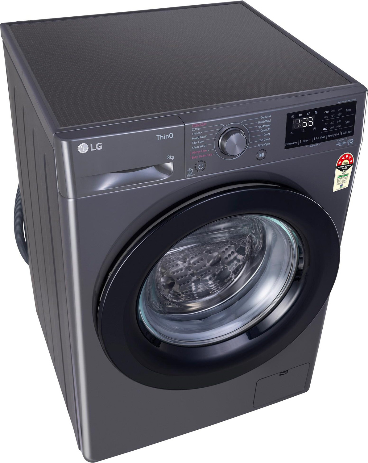 Image of LG 8 kg 5 Star, AI Direct Drive Technology, Steam, 6 Motion DD Fully Automatic Front Load Washing Machine Black (FHP1208Z3M)