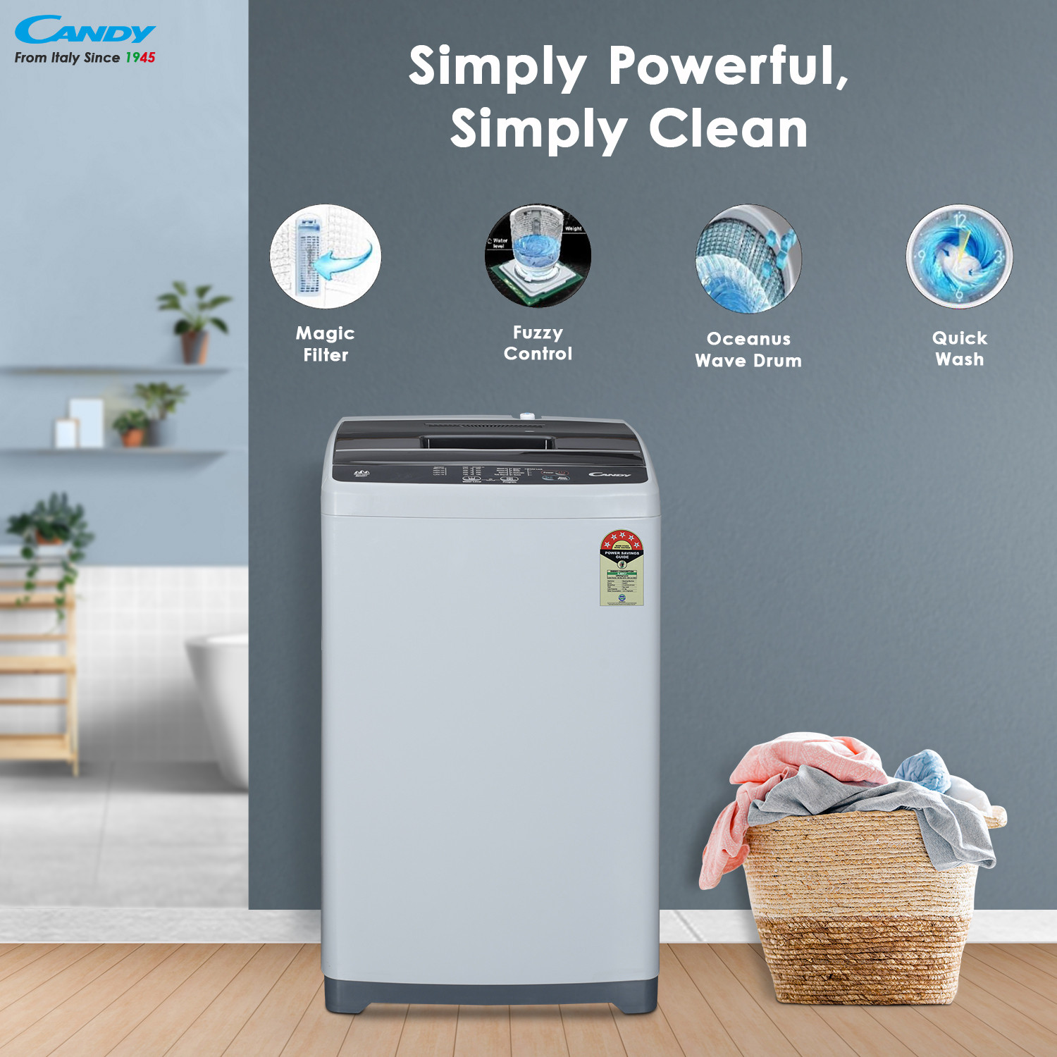 Image of CANDY 6.5 kg Fully Automatic Top Load Washing Machine Grey, White