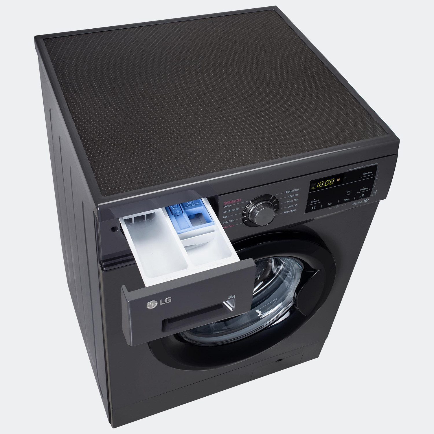 Image of LG 8 kg 5 Star with Steam, Inverter Direct Drive, 6 Motion Direct Drive, Touch Panel and 1400 RPM Fully Automatic Front Load Washing Machine with In-built Heater Black, Grey (FHM1408BDM)