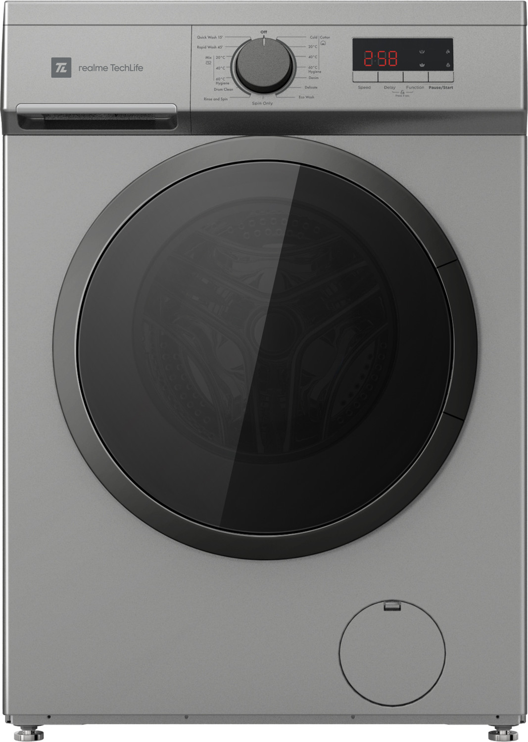 Image of realme TechLife 7 kg 5 Star Power Clean Fully Automatic Front Load Washing Machine with In-built Heater Silver