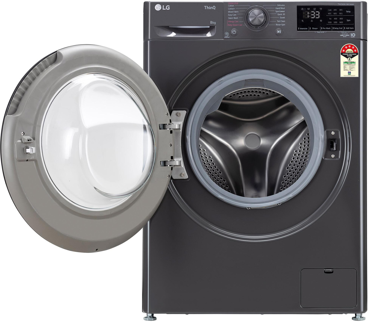 Image of LG 8 kg 5 Star, AI Direct Drive Technology, Steam, 6 Motion DD Fully Automatic Front Load Washing Machine Black (FHP1208Z3M)