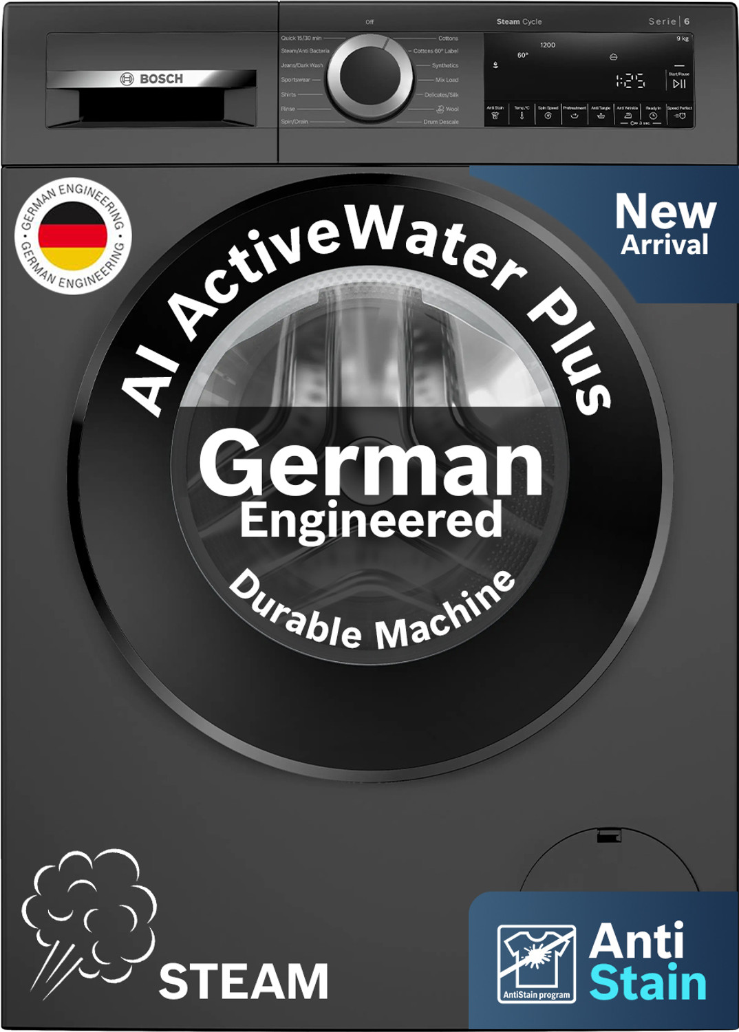 Bosch 9kg Fully Automatic Front Load Washing Machine – Grey