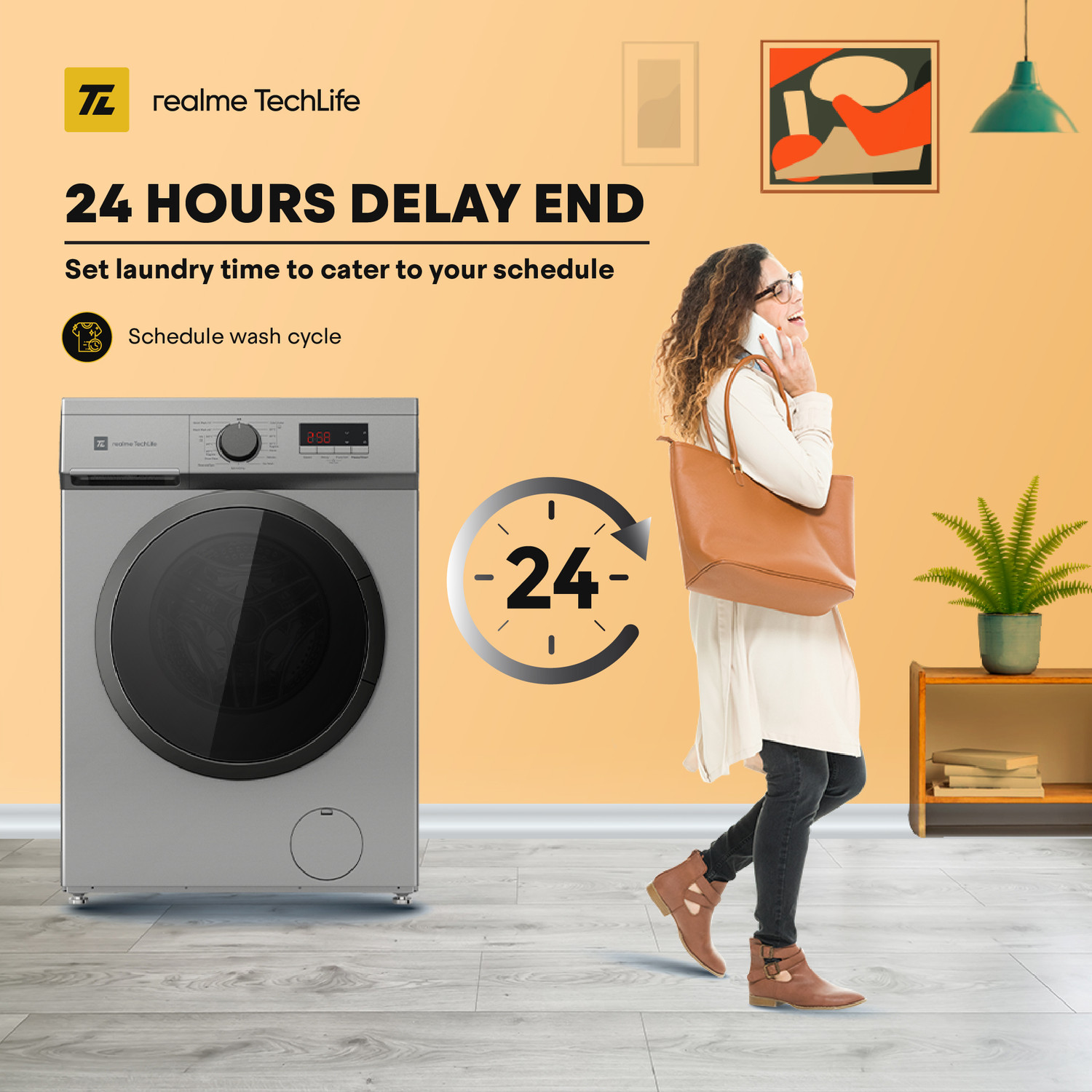 Image of realme TechLife 7 kg 5 Star Power Clean Fully Automatic Front Load Washing Machine with In-built Heater Silver