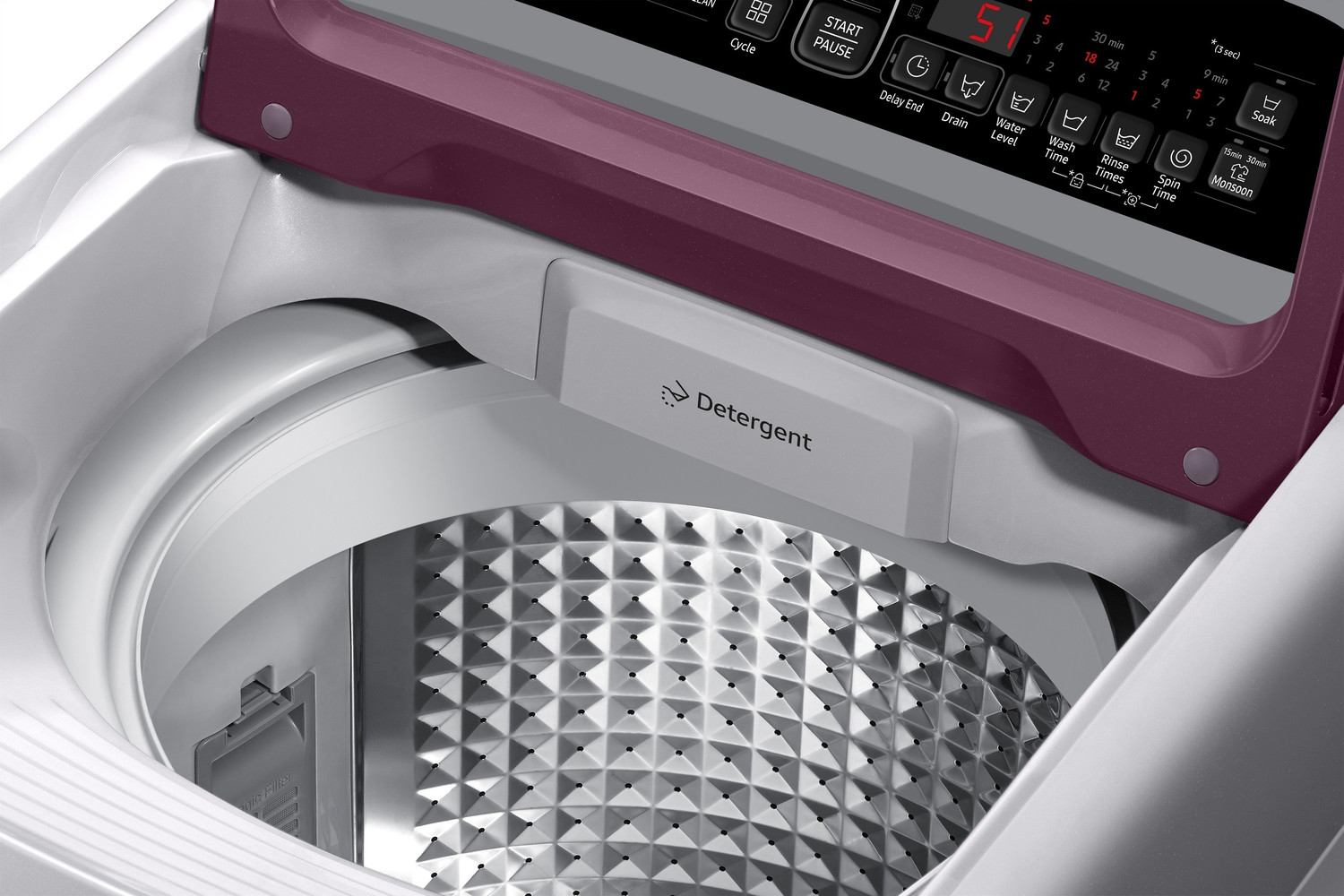 Image of Samsung 6.5 kg Inverter 5 star Wobble Technology Fully Automatic Top Load Washing Machine Silver