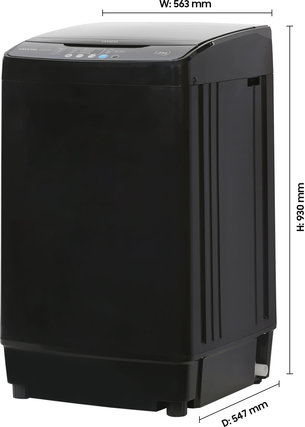 Image of ONIDA 7.5 kg 5 Star Dual Action Pulsator Quadra Scrub Fully Automatic Top Load Washing Machine Black