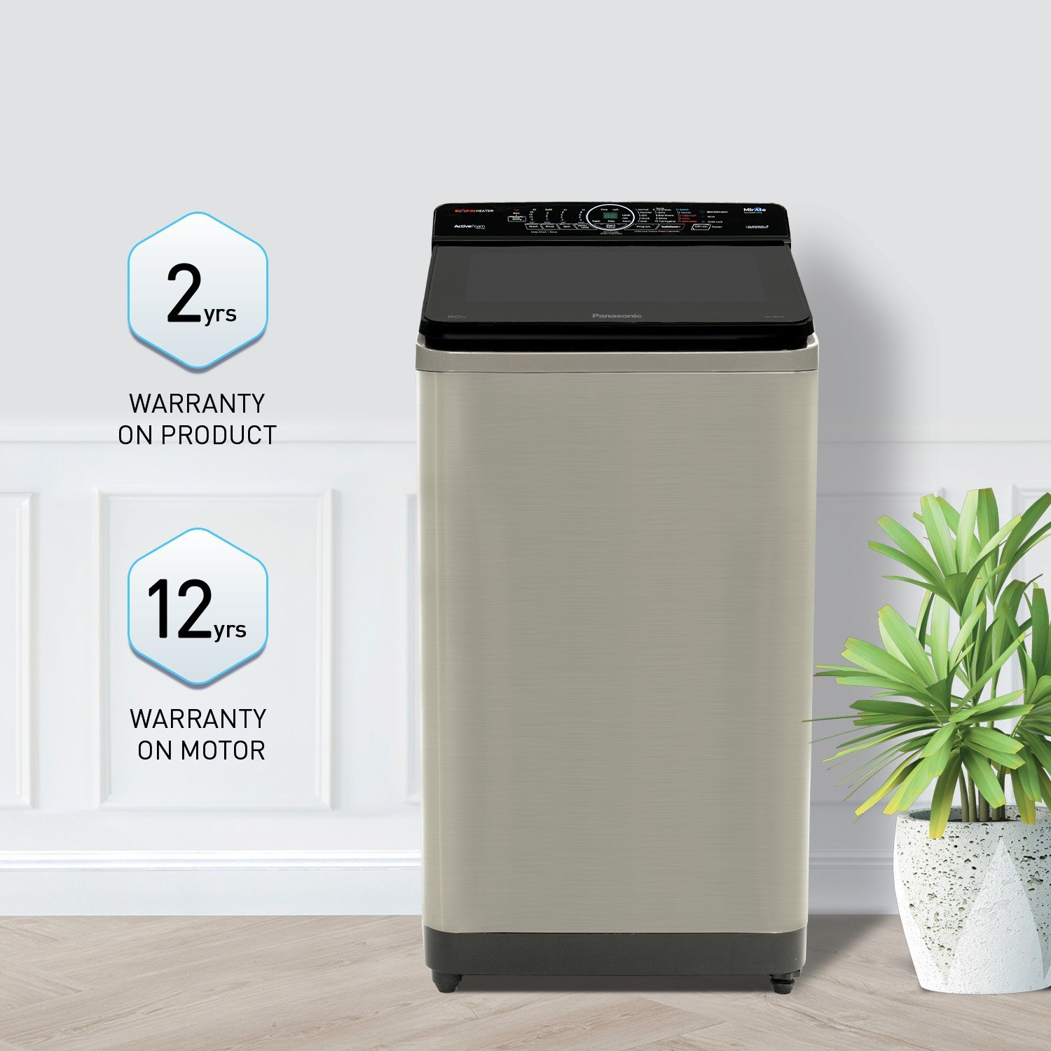 Image of Panasonic 8 kg Wi-Fi EnabledSmart Washing Machine Fully Automatic Top Load with In-built Heater Grey