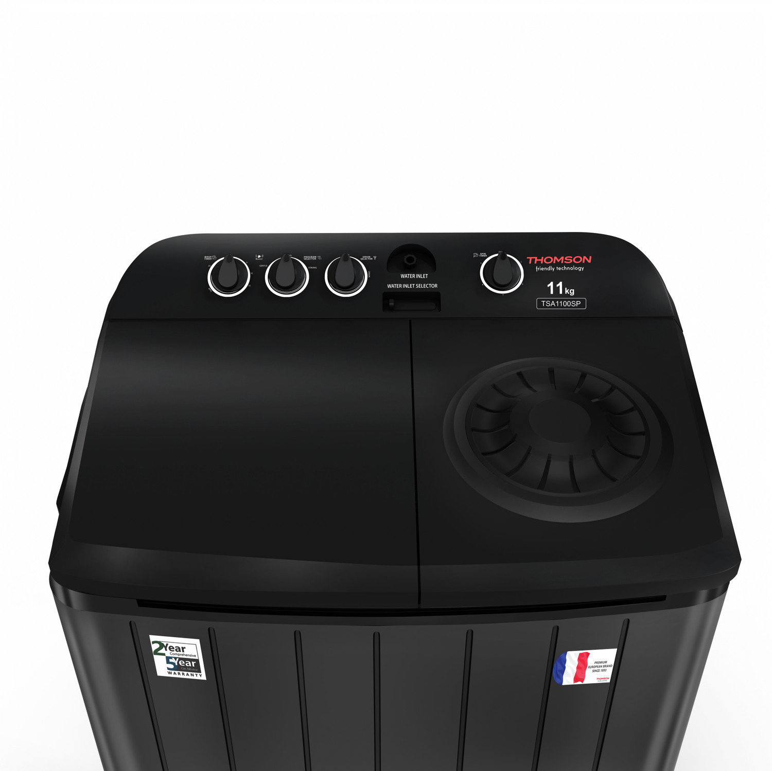 Image of Thomson 11 kg 5 Star Aqua Magic with Double Waterfall, Detergent Box, 3D Rollers Technology, Magic Filter, Collar Scrubber, Turbo Dry Technology, Semi Automatic Top Load Black, Semi Automatic Top Load Washing Machine Black, Grey