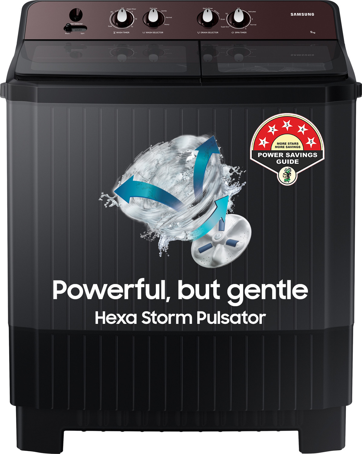 SAMSUNG 9 kg Semi Automatic Top Load Washing Machine Black, Grey