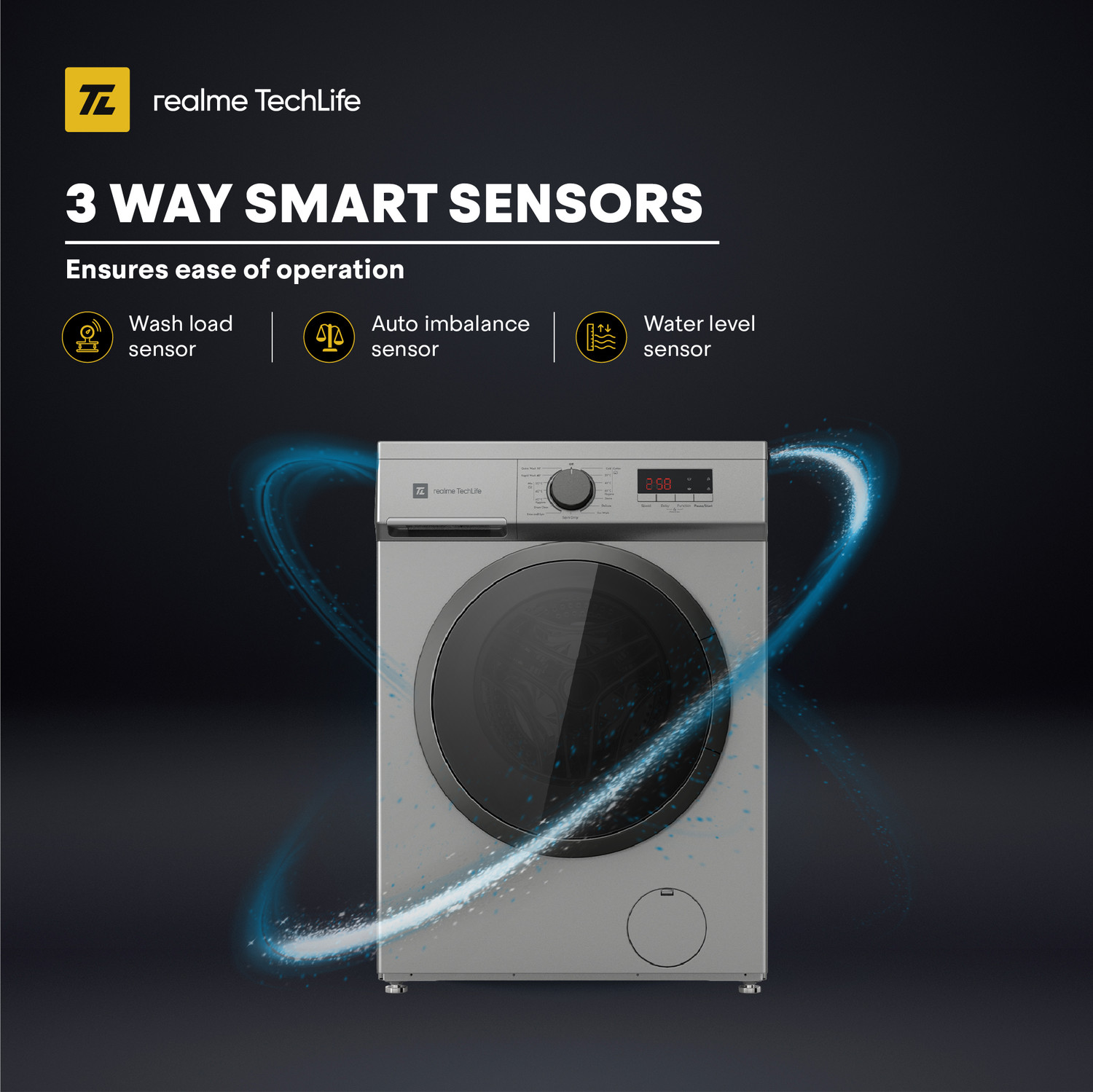 Image of realme TechLife 7 kg 5 Star Power Clean Fully Automatic Front Load Washing Machine with In-built Heater Silver