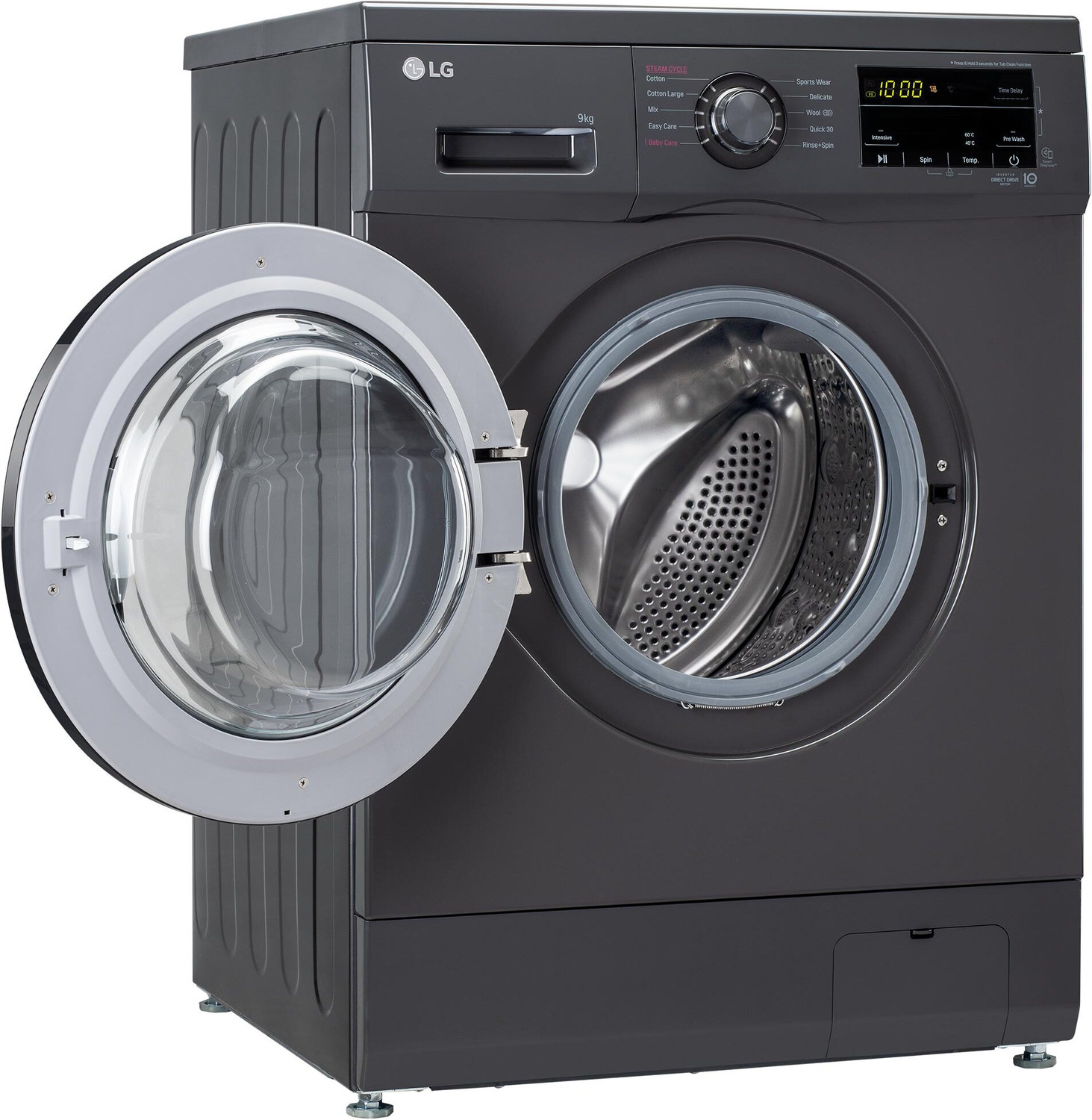 Image of LG 9 kg 5 Star with Steam, Inverter Direct Drive, 6 Motion Direct Drive, Touch Panel and 1400 RPM Fully Automatic Front Load Washing Machine with In-built Heater Black