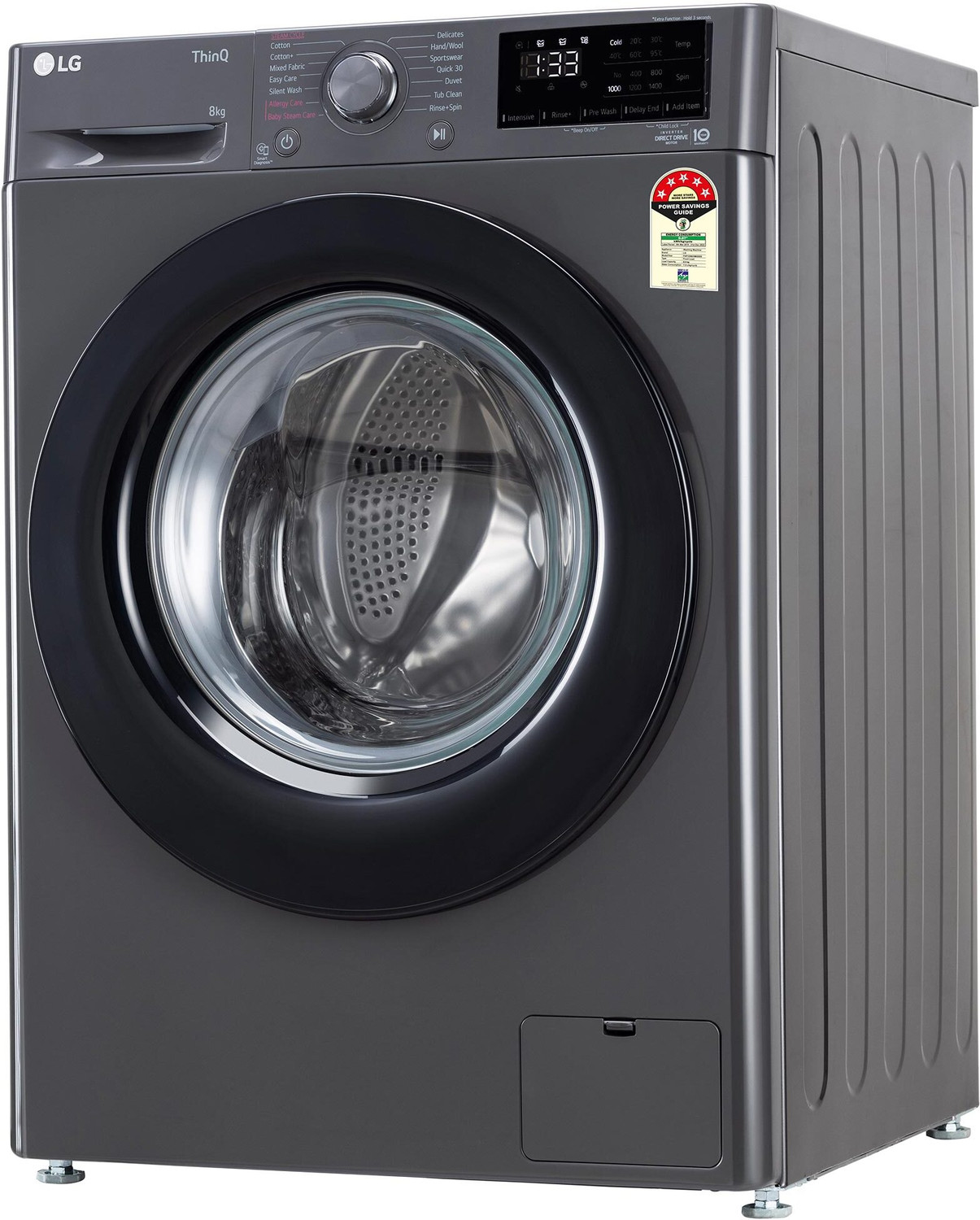 Image of LG 8 kg 5 Star, AI Direct Drive Technology, Steam, 6 Motion DD Fully Automatic Front Load Washing Machine Black (FHP1208Z3M)