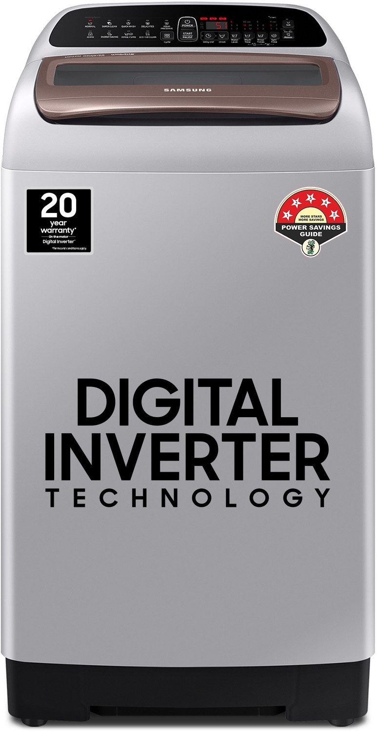 Image of Samsung 6.5 kg Inverter 5 star Wobble Technology Fully Automatic Top Load Washing Machine Silver