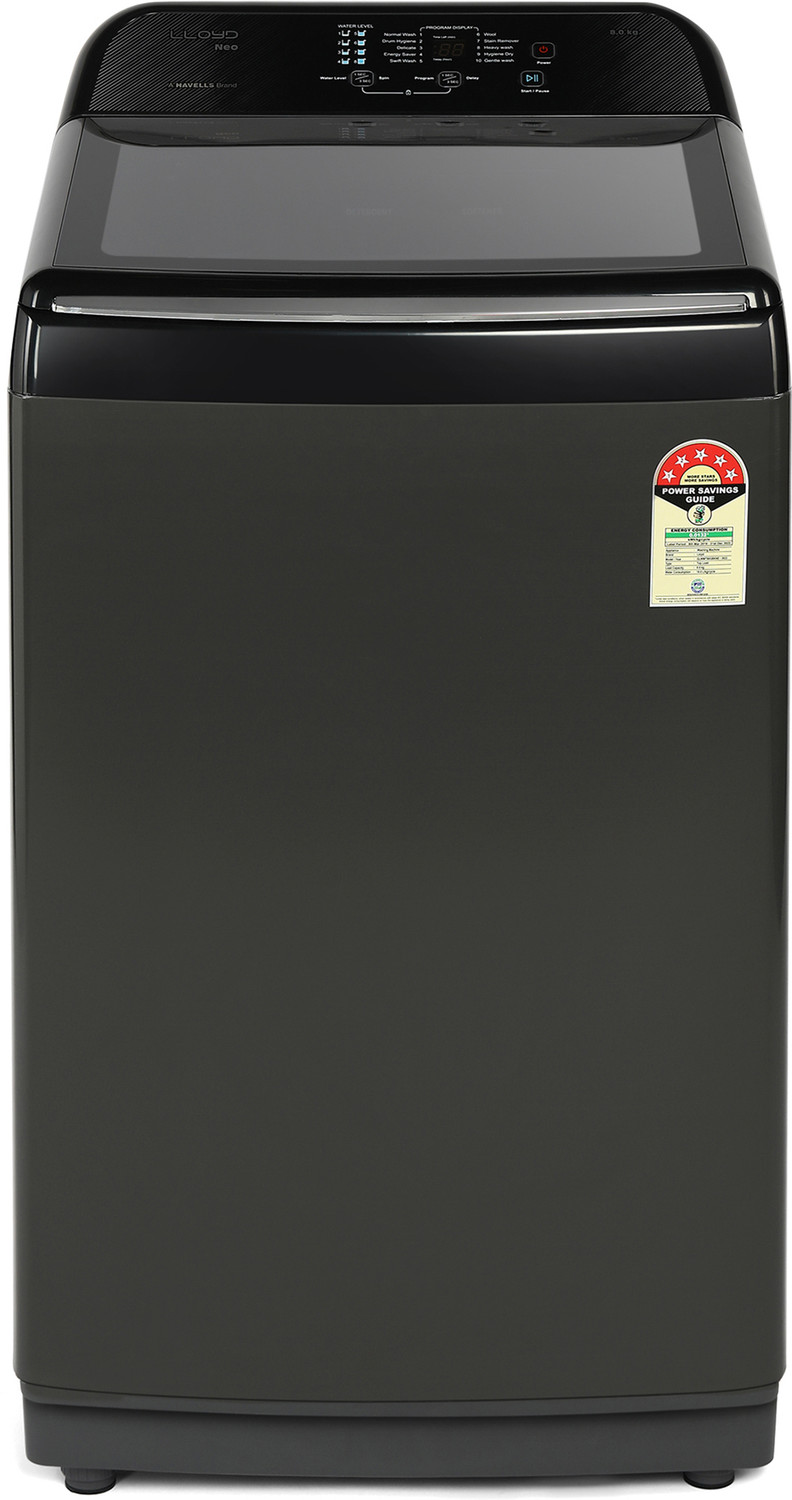 Image of Lloyd by Havells 8 kg Washing Machine Fully Automatic Top Load Black