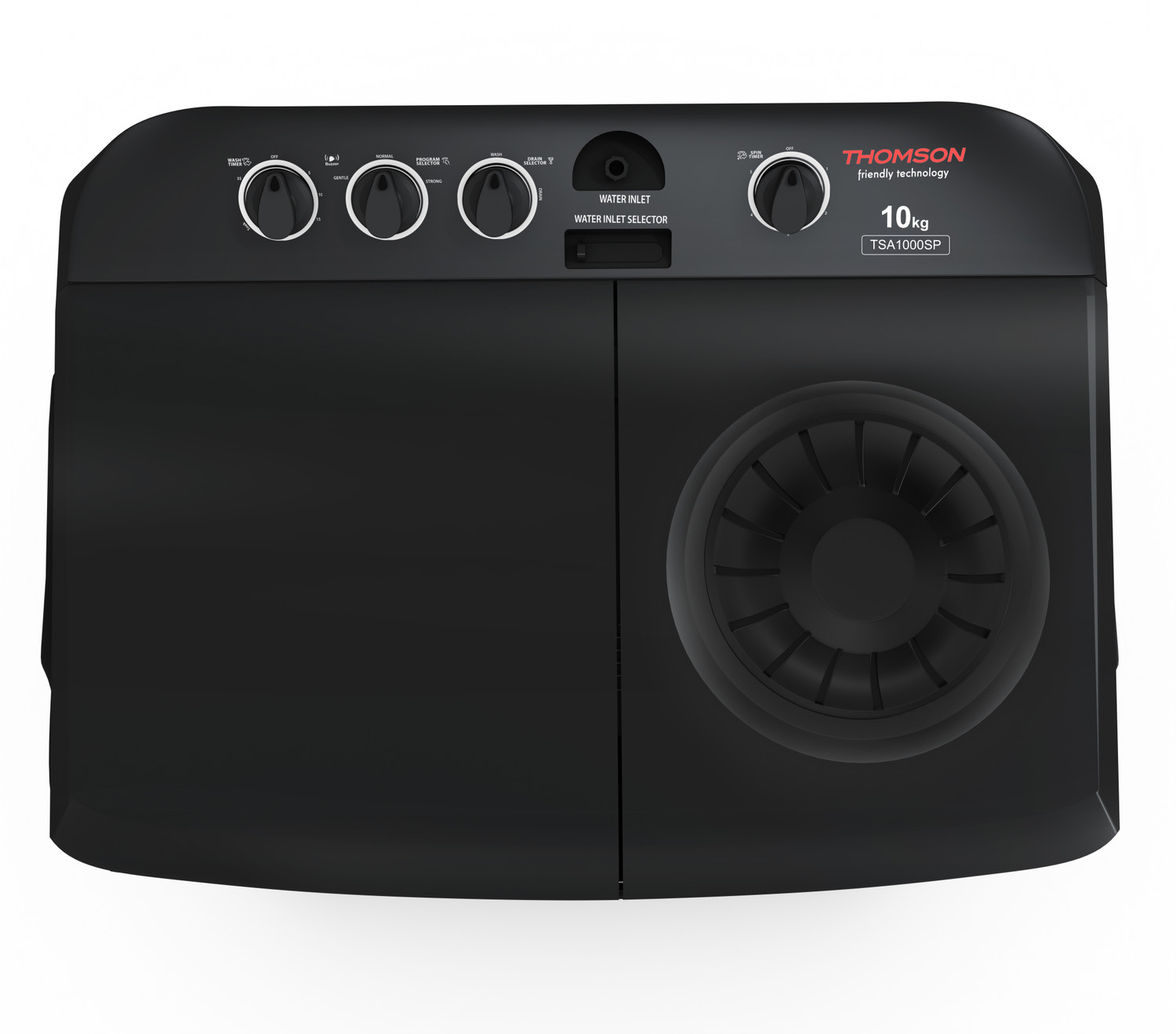 Image of Thomson 10 kg 5 Star Aqua Magic with Double Waterfall, Detergent Box, 3D Rollers Technology, Magic Filter, Collar Scrubber, Turbo Dry Technology, Semi Automatic Top Load Washing Machine Black