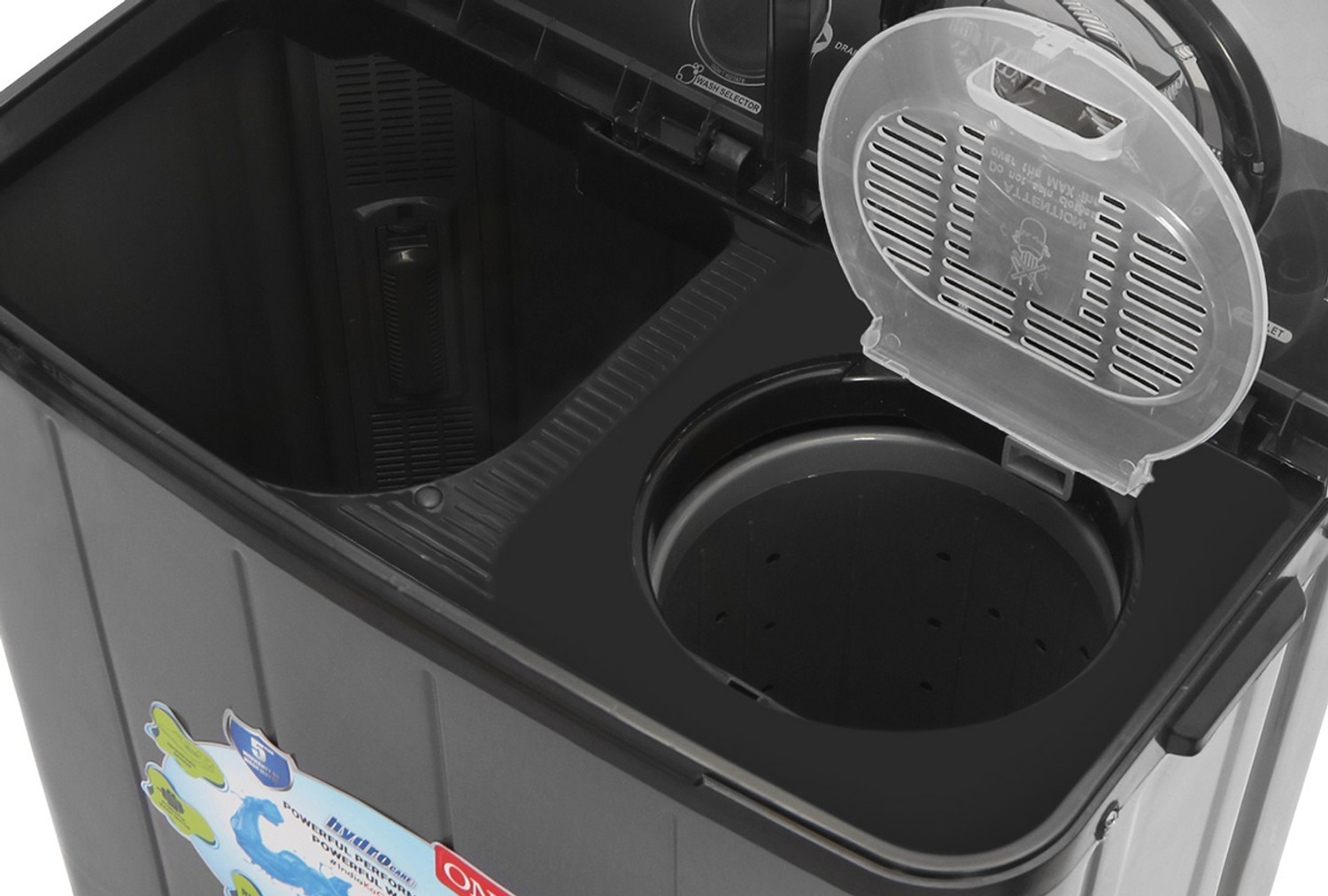 Image of ONIDA 7 kg 5 Star With Five-Fin Storm Pulsator Semi Automatic Top Load Washing Machine Black, Grey